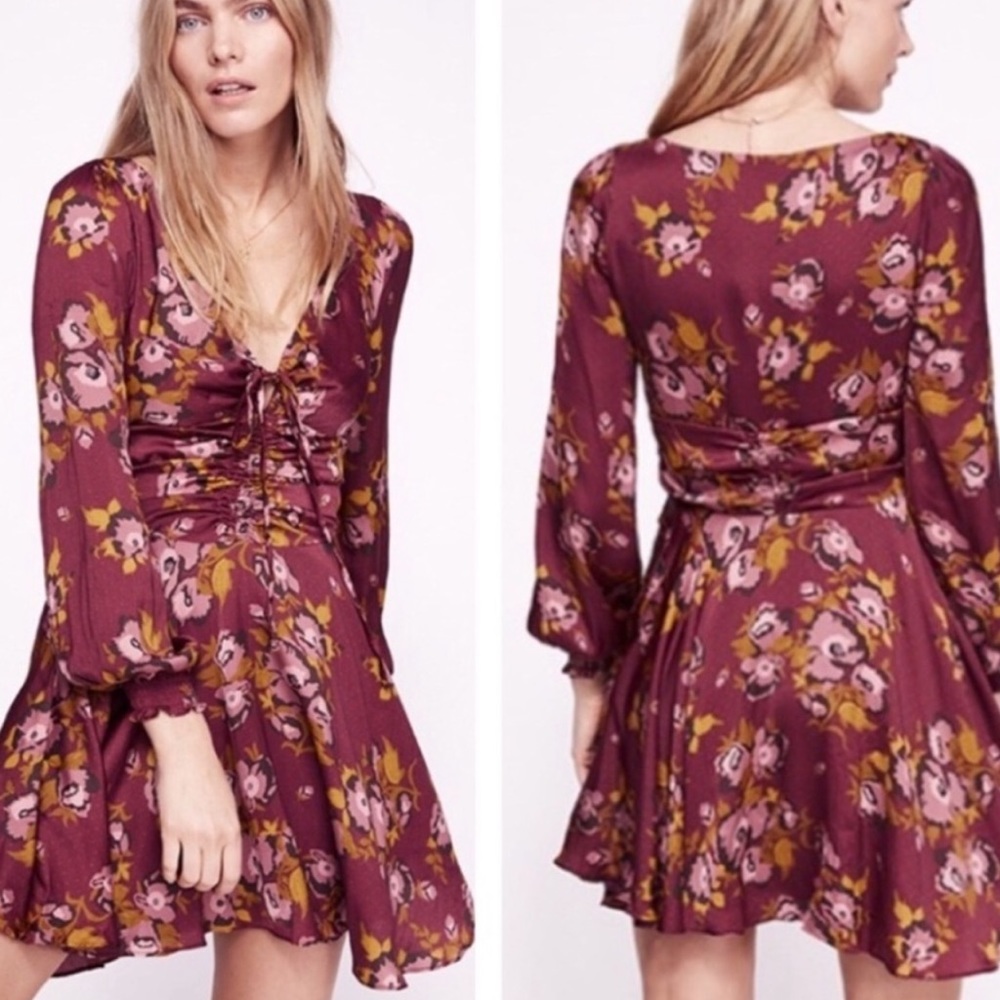 Free people purple long sleeve floral dress